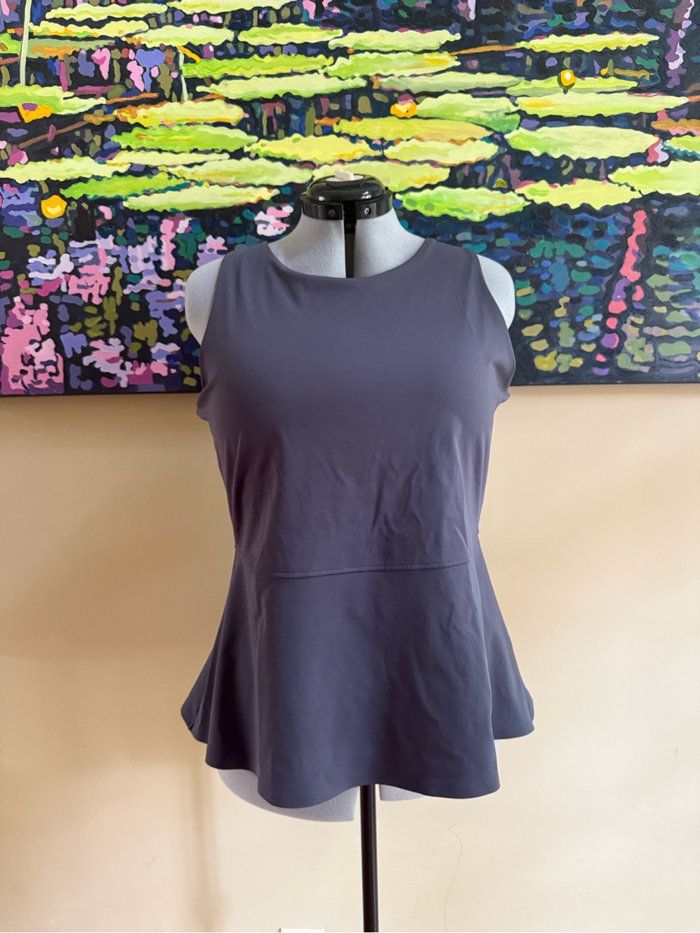 Sleeveless Peplum Tank Top - Slate Gray